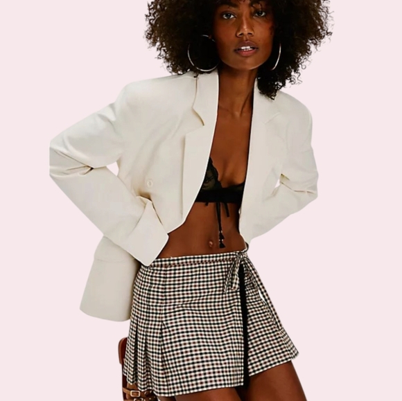 NWT Anna Sui Plaid Wrap Skirt Brown M - Picture 2 of 12